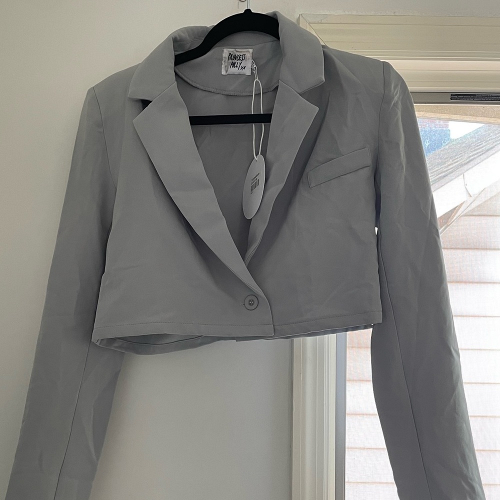PRINCESS POLLY CROPPED BLAZER GRAY SIZE 6